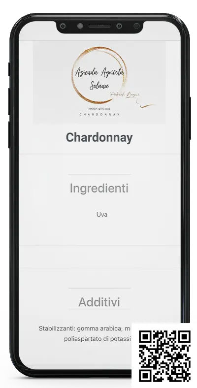 smartphone etichetta digitale per Vino